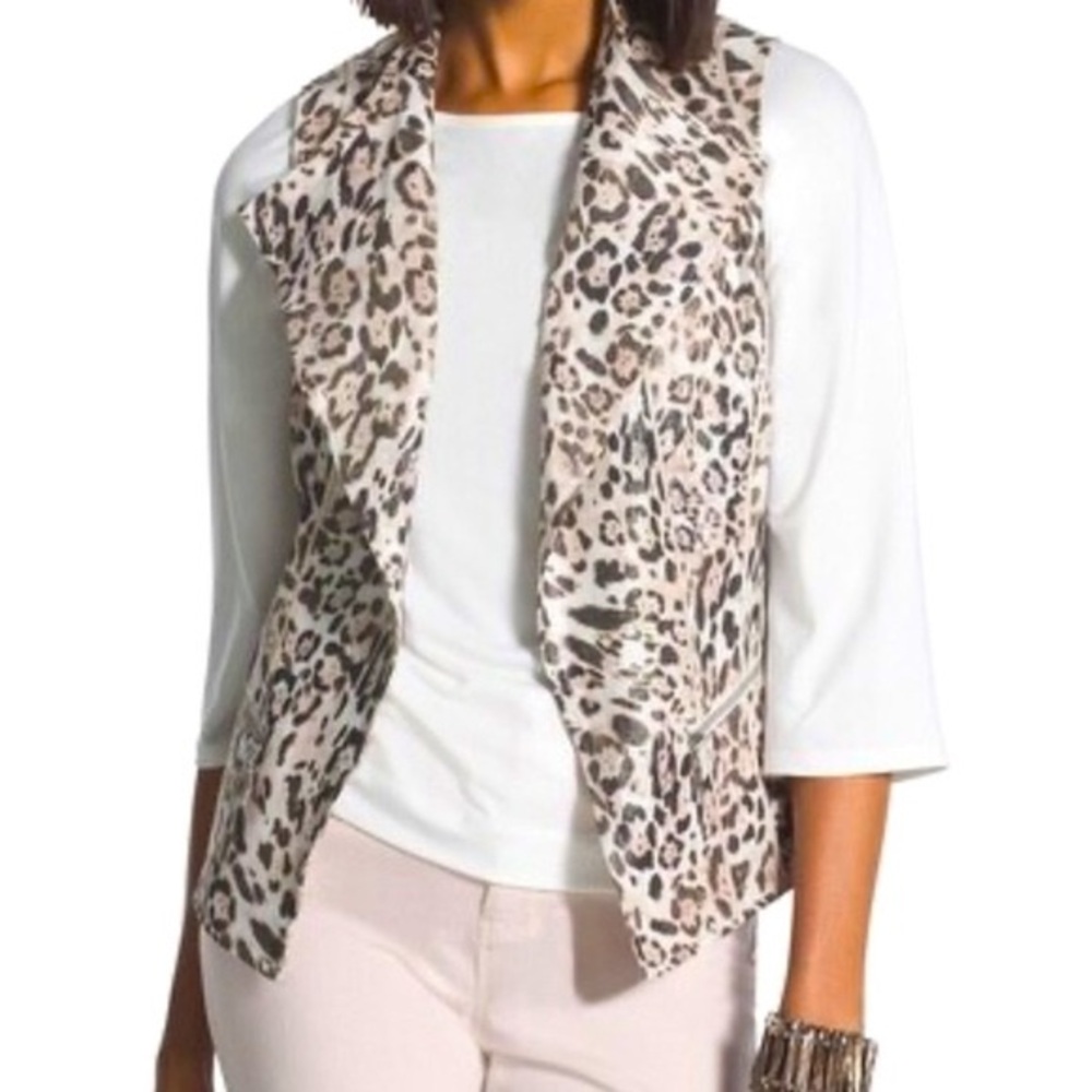 CHICO’S SUBTLE SHIMMER ANIMAL PRINT VEST